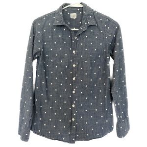 J.Crew, polkadot, chambray shirt - Size XXS